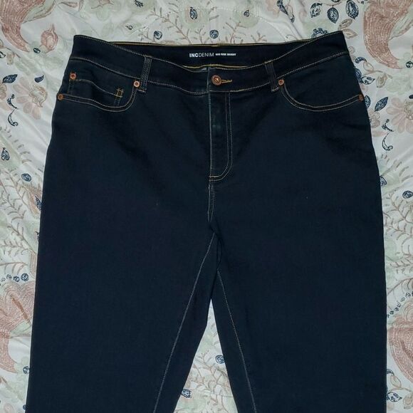 INC International Concepts Mid Rise Skinny Jeans Dark Blue Denim sz 16 W NWOT - Picture 3 of 8